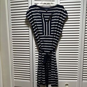 Navy and White Striped Dress